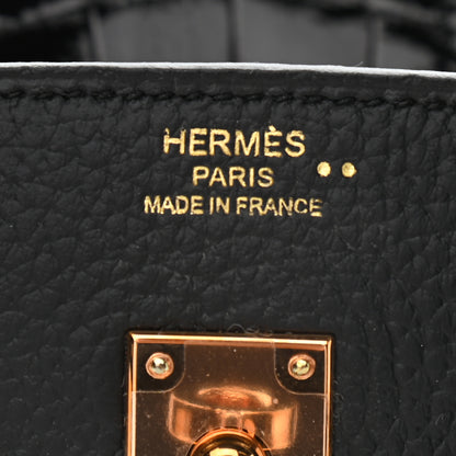 Hermes Togo Shiny Niloticus Crocodile Birkin Touch 25 Black 5 of 10