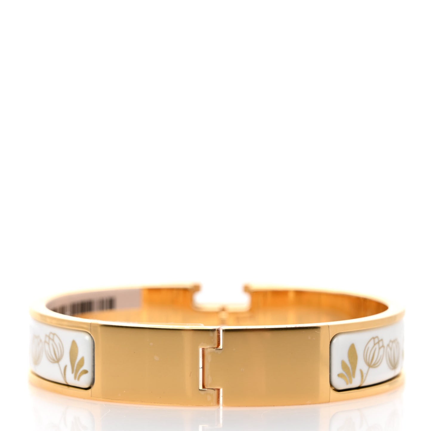 Enamel Printed Narrow Leopards Clic Clac H Bracelet PM Jaune Or White