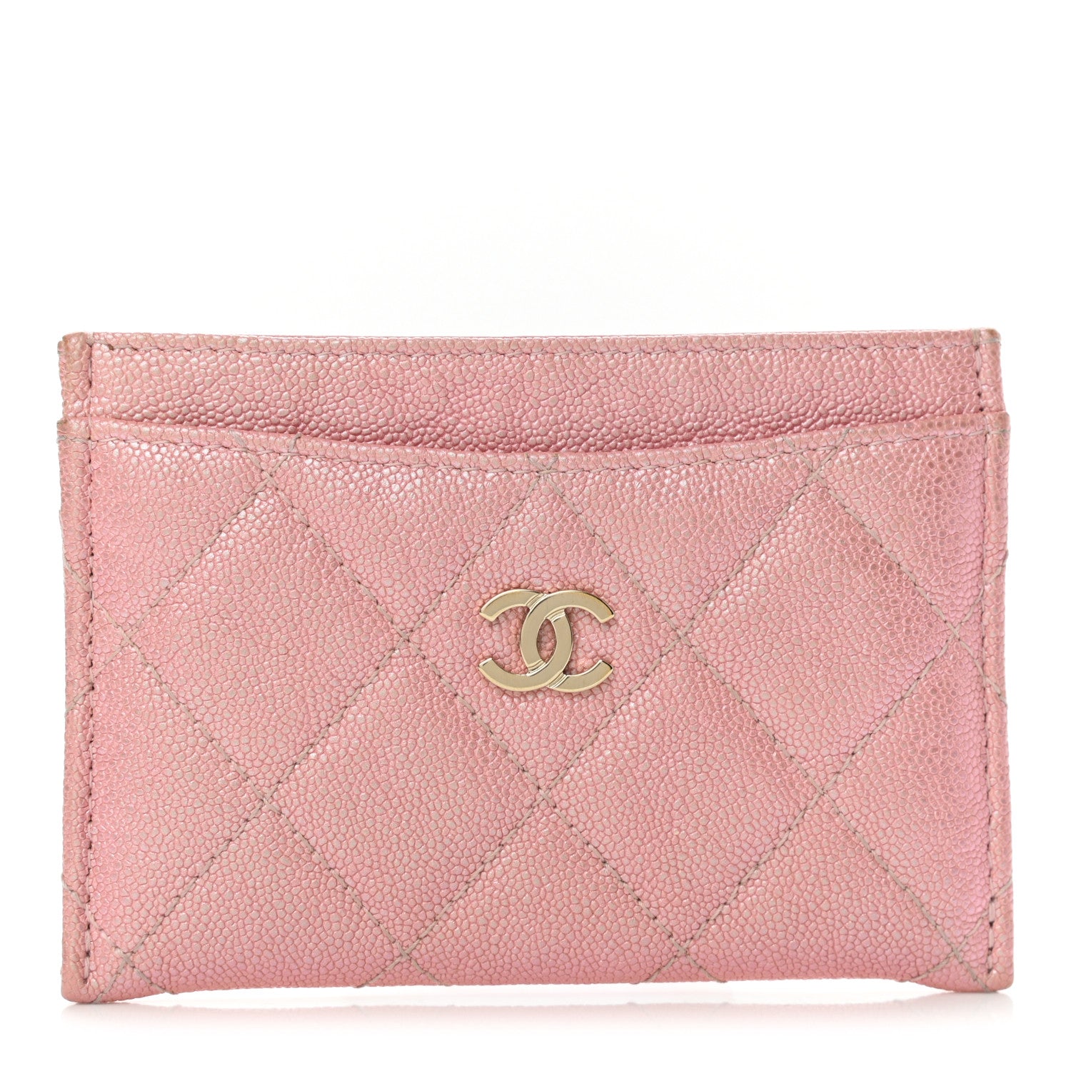 Chanel Iridescent Caviar Quilted Card Holder Pink 1 of 9