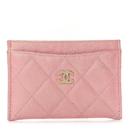 Chanel Iridescent Caviar Quilted Card Holder Pink 1 of 9