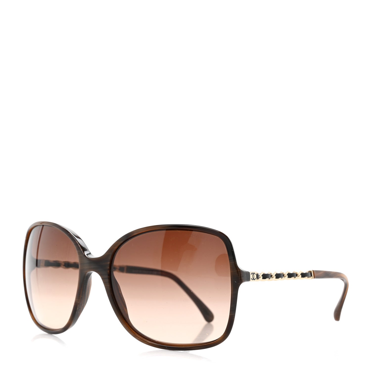 Chanel Acetate Metal Lambskin Chain Square Sunglasses 5210-Q Brown 1 of 8