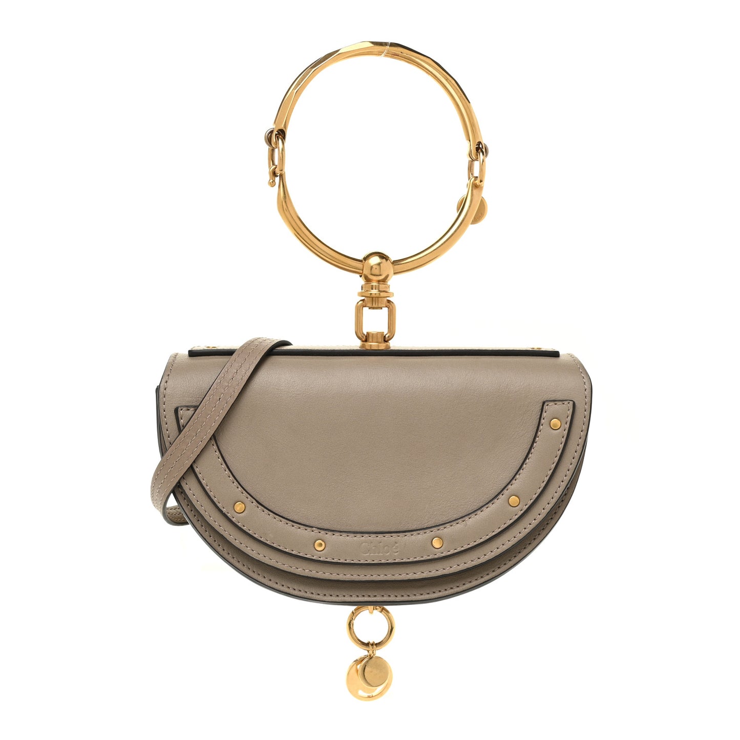 Calfskin Small Nile Bracelet Minaudiere Bag Motty Grey
