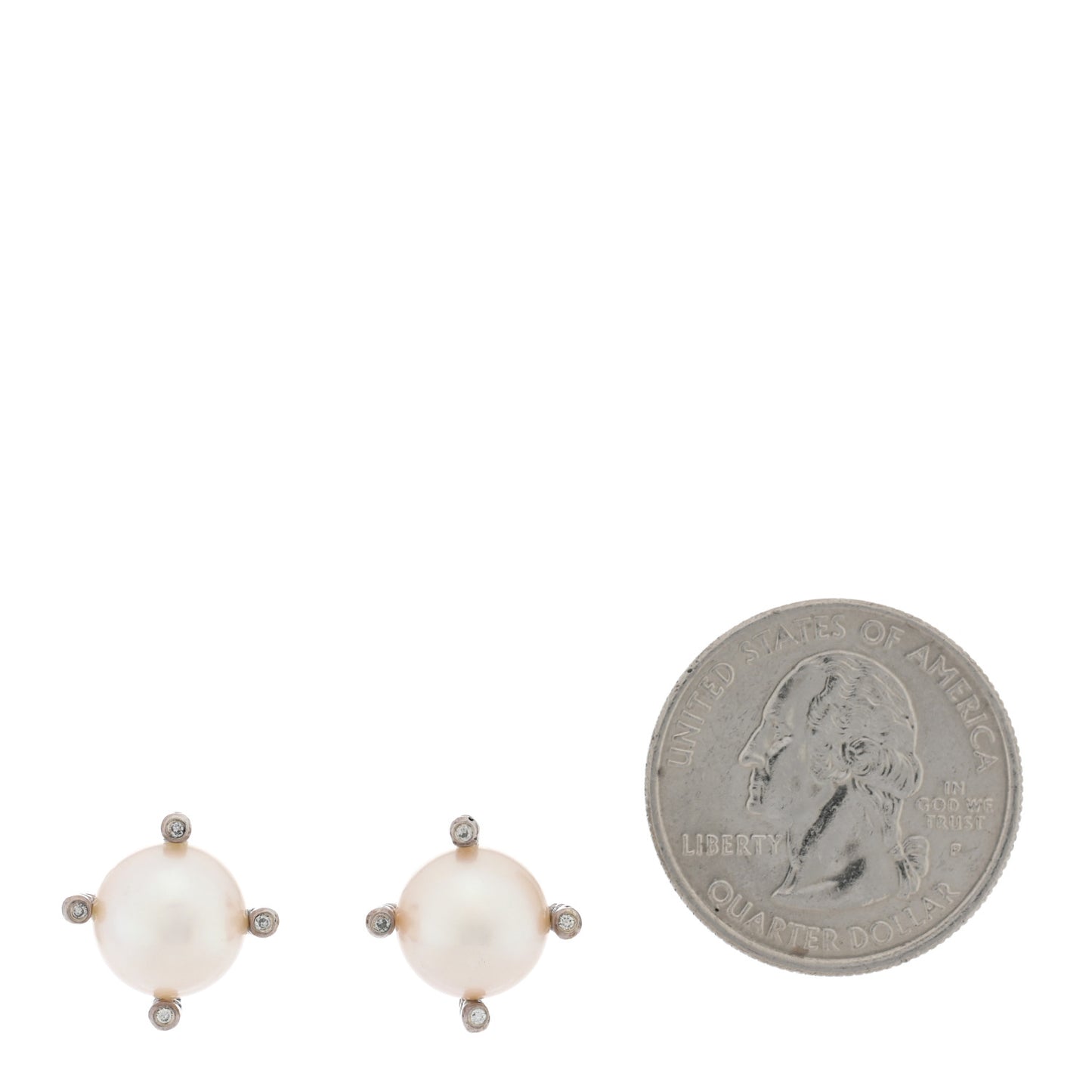 Sterling Silver Diamond Cultured Pearl 10mm Cable Stud Earrings