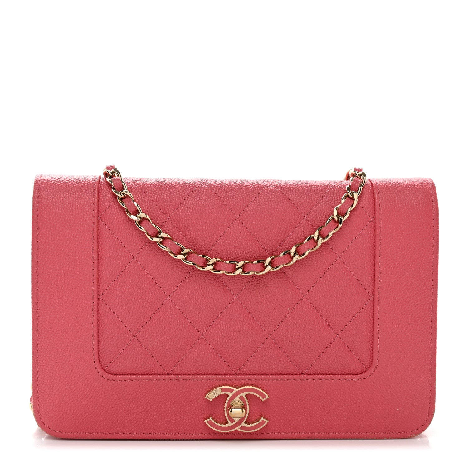 Chanel Caviar Quilted Vintage Mademoiselle Wallet On Chain WOC Dark Pink 1 of 12