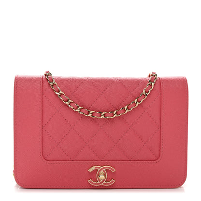 Chanel Caviar Quilted Vintage Mademoiselle Wallet On Chain WOC Dark Pink 1 of 12