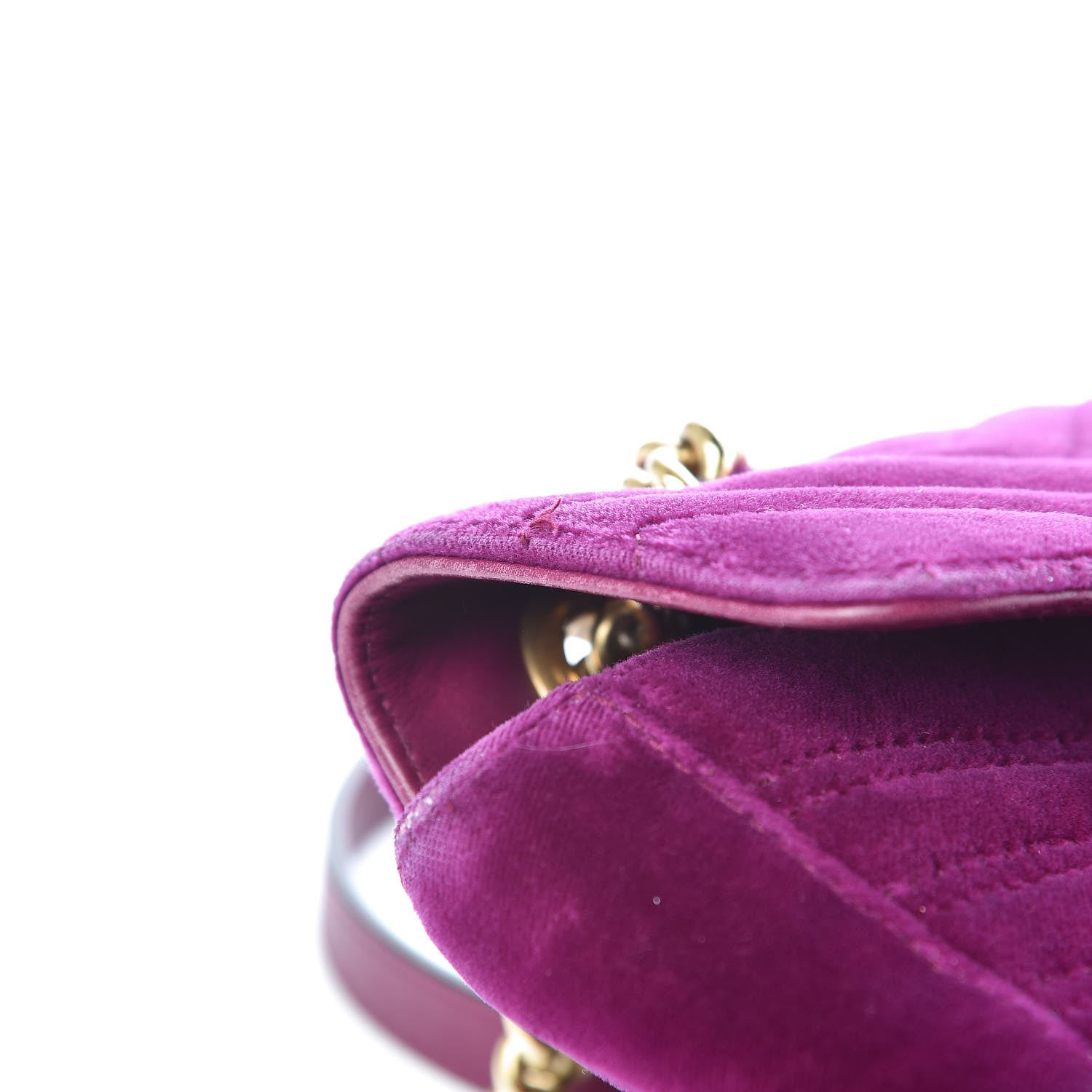 Gucci Velvet Matelasse Small GG Marmont Shoulder Bag Fuchsia Violet Cyclamen 16 of 16