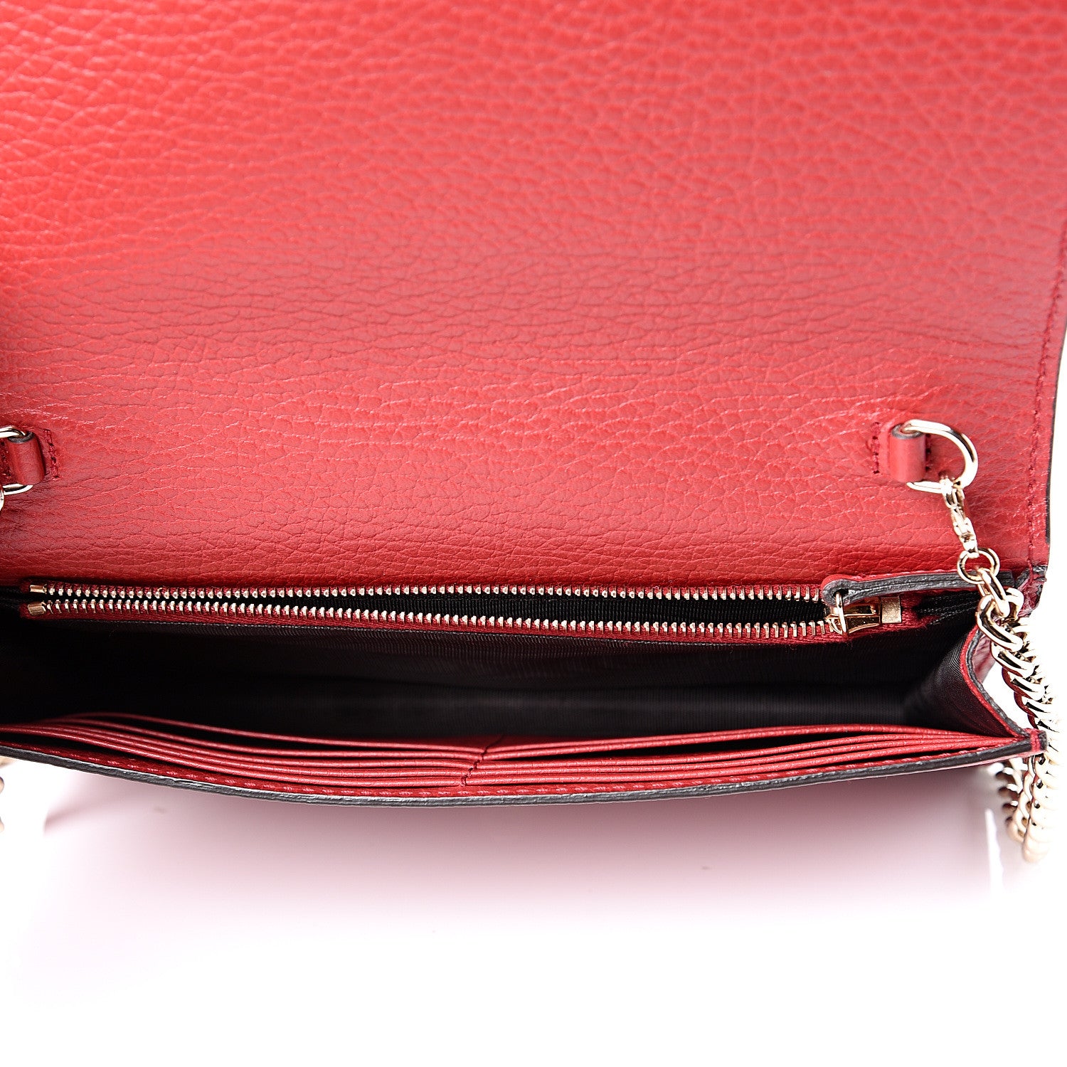 Gucci Dollar Calfskin Medium Betty Chain Wallet Tabasco Red 4 of 9