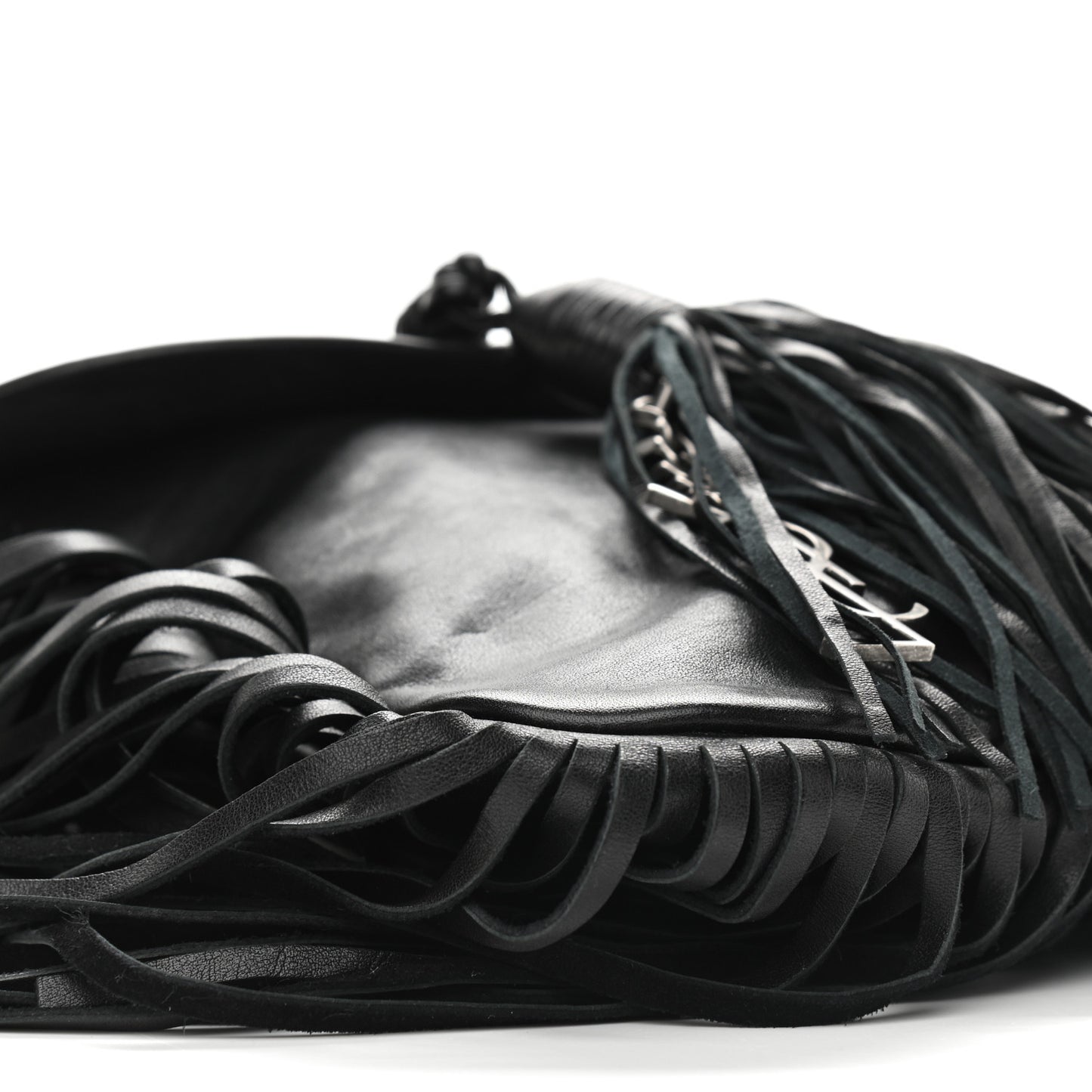 Lambskin Fringe Small Anita Crossbody Bag Black