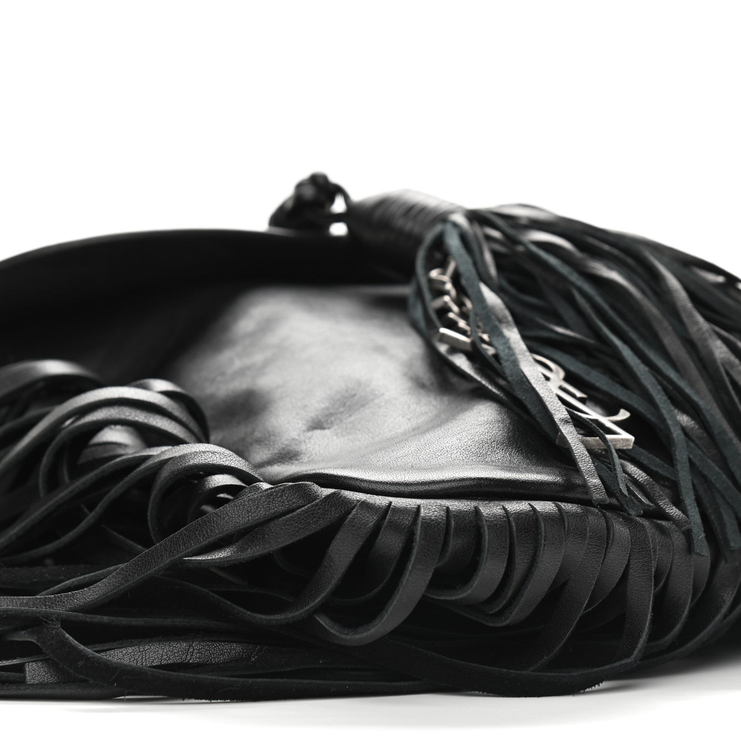 Saint Laurent Lambskin Fringe Small Anita Crossbody Bag Black 7 of 9