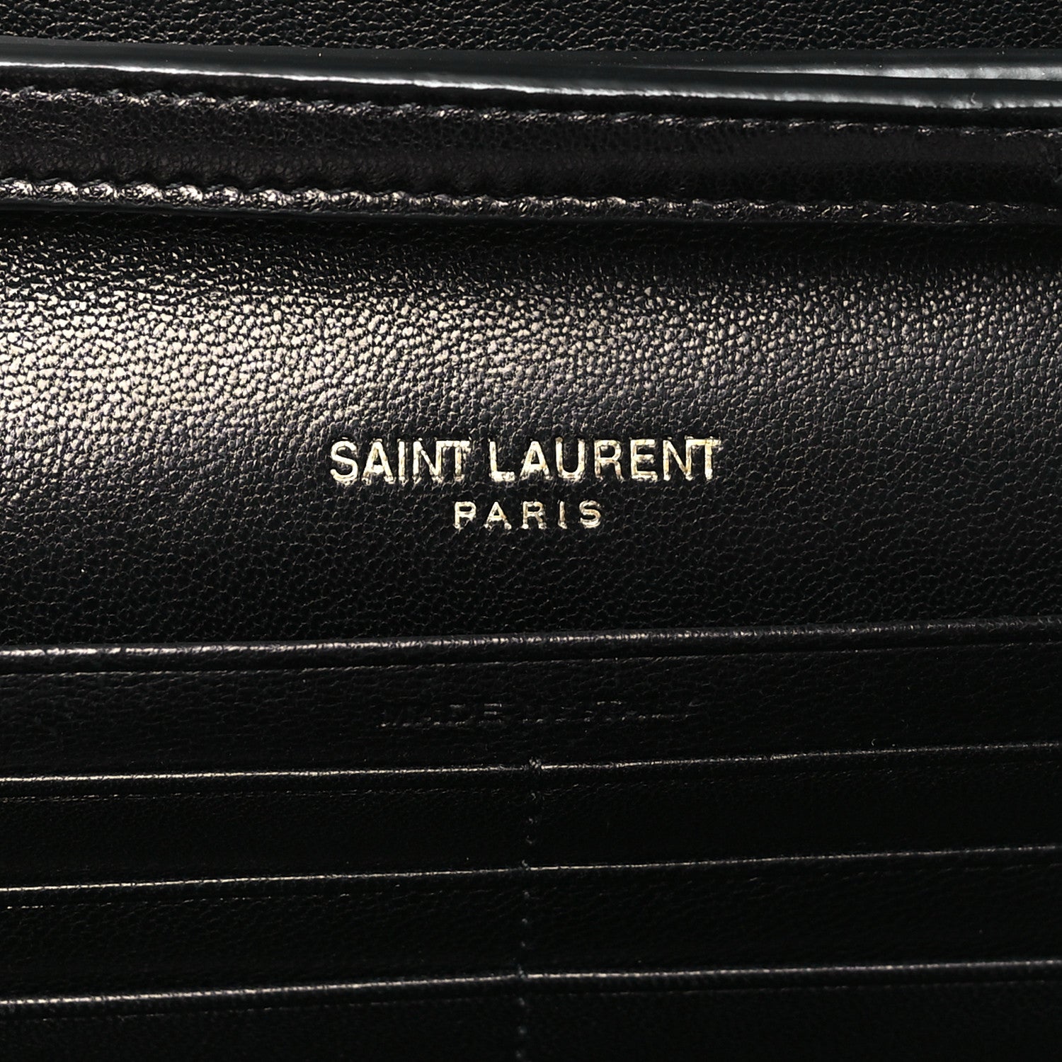 Saint Laurent Lambskin Carre Quilted Le Maillon Wallet On Chain Black 6 of 10
