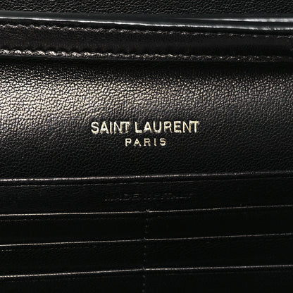 Saint Laurent Lambskin Carre Quilted Le Maillon Wallet On Chain Black 6 of 10
