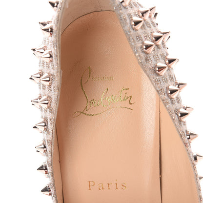 Christian Louboutin Pigalle Follies 100 Spiked Textured Lame 38.5 Rose Gold 8 of 11