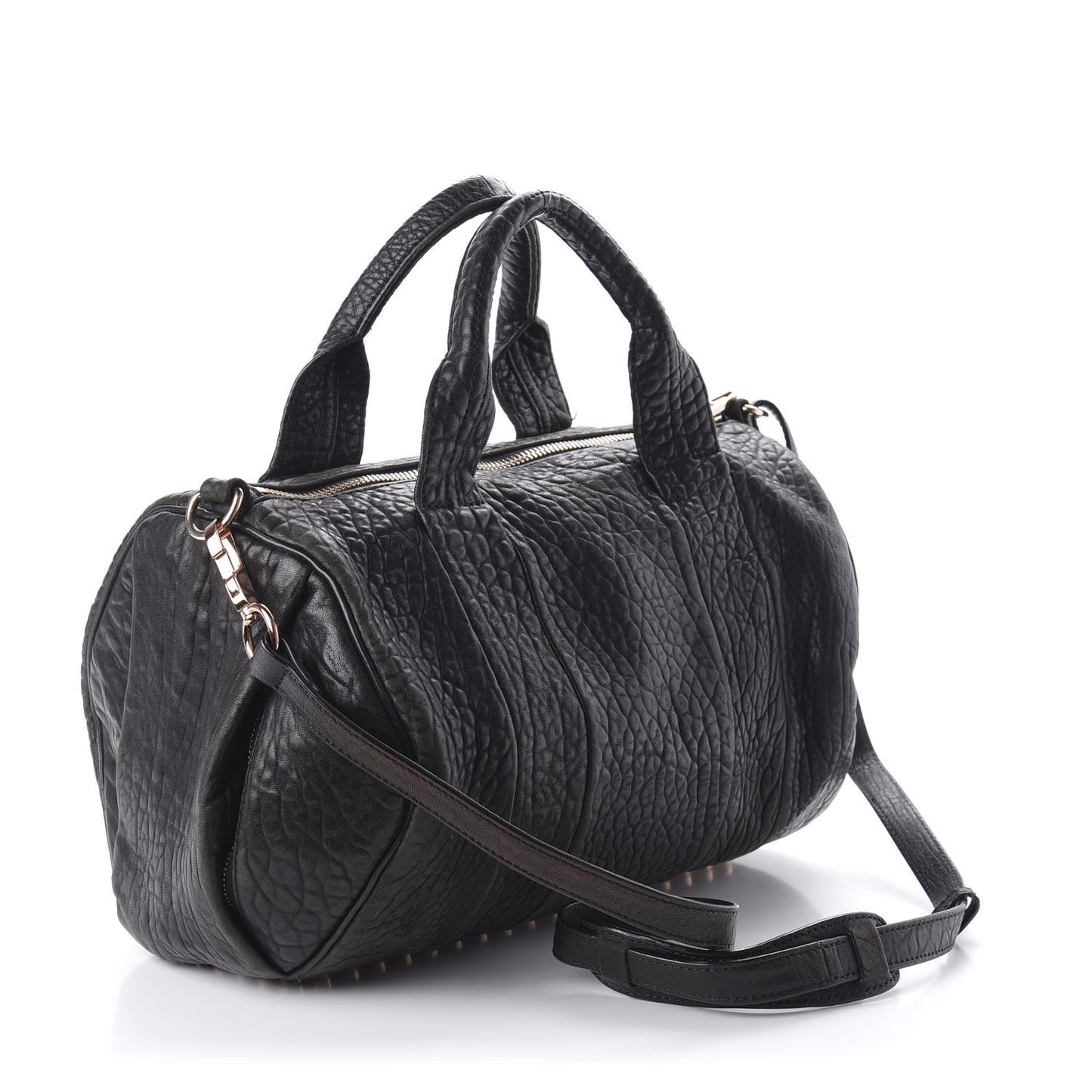 Pebbled Lambskin Rocco Black Rose Gold Hardware