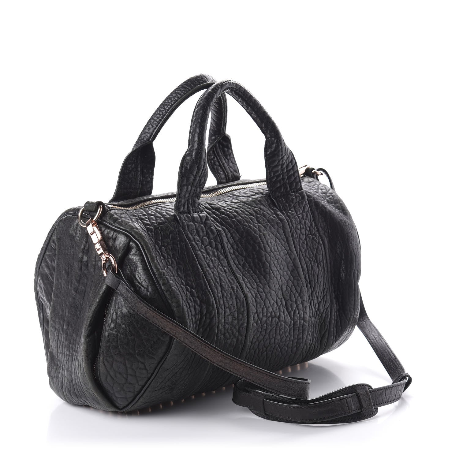 Alexander Wang Pebbled Lambskin Rocco Black Rose Gold Hardware 3 of 9
