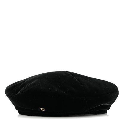 Chanel Velvet Beret Hat Black 1 of 10