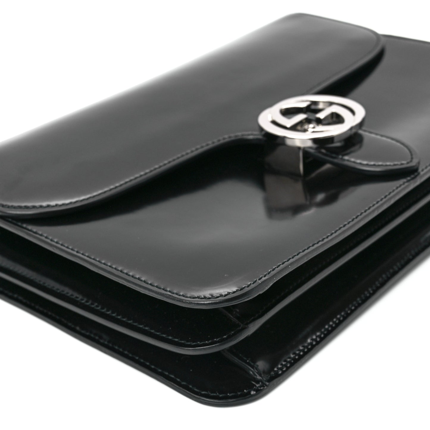 Shade Lux Calfskin Interlocking G Shoulder Bag Black
