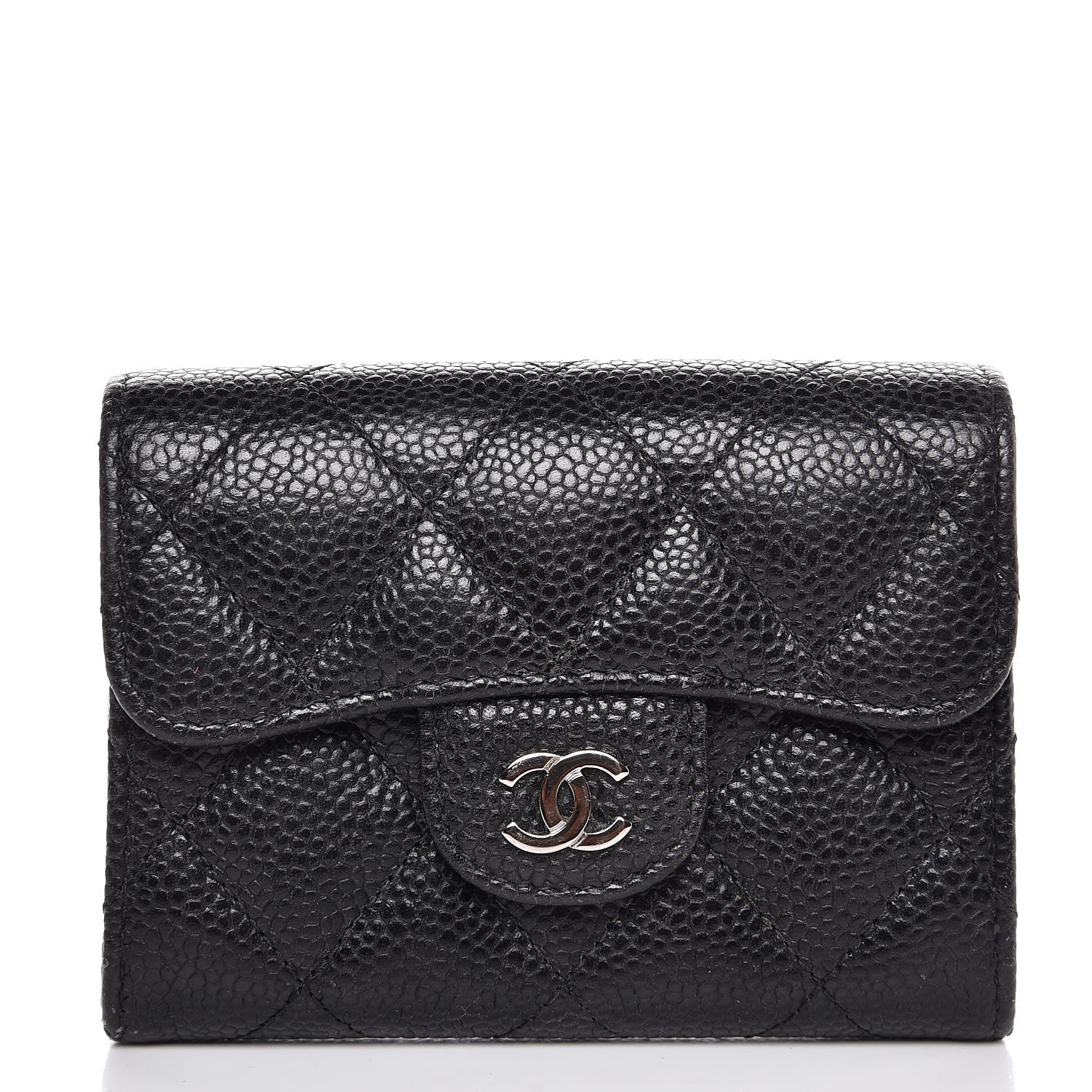 Chanel Caviar Quilted Flap Card Holder Wallet Black 1 of 8