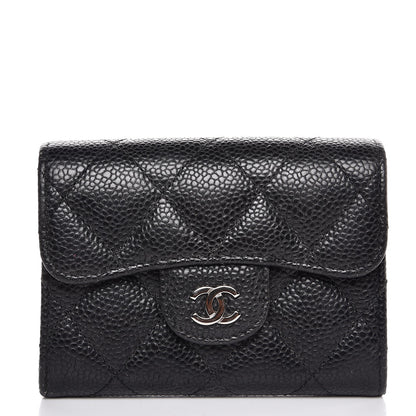 Chanel Caviar Quilted Flap Card Holder Wallet Black 1 of 8