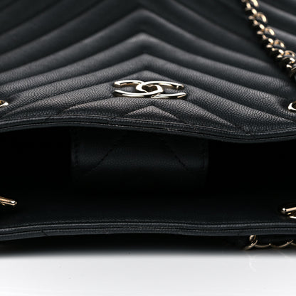 Chanel Caviar Chevron Quilted Large Shopping Tote Black 6 of 8