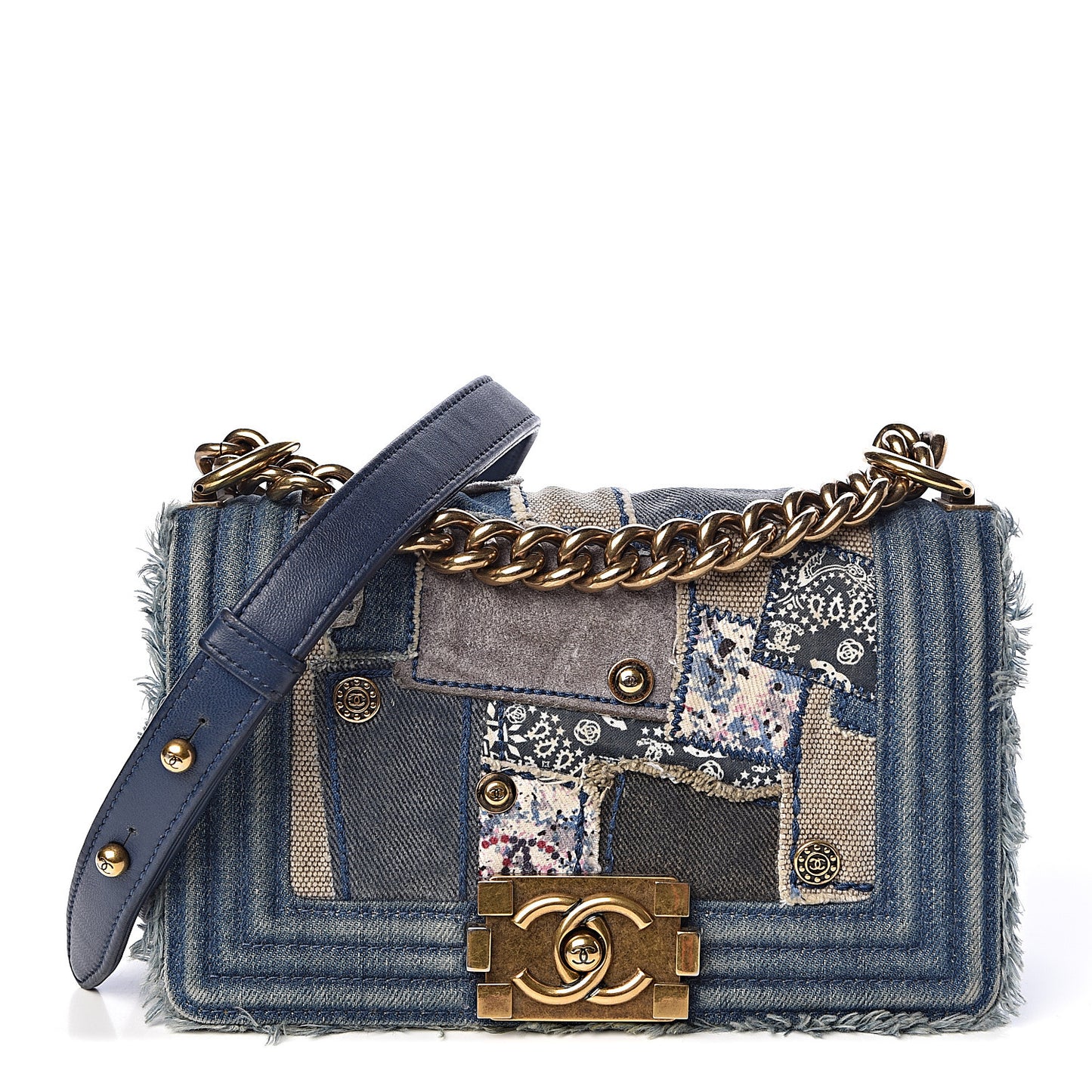 Denim Patchwork Small Boy Flap Blue