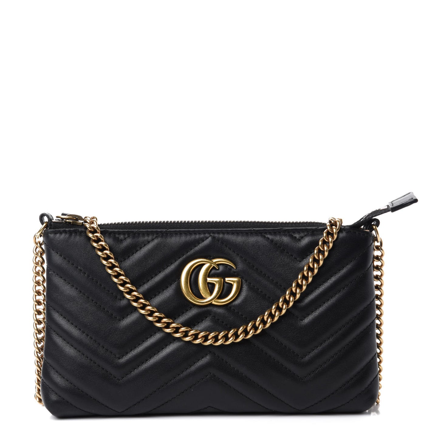 Calfskin Matelasse Mini GG Marmont Chain Bag Black