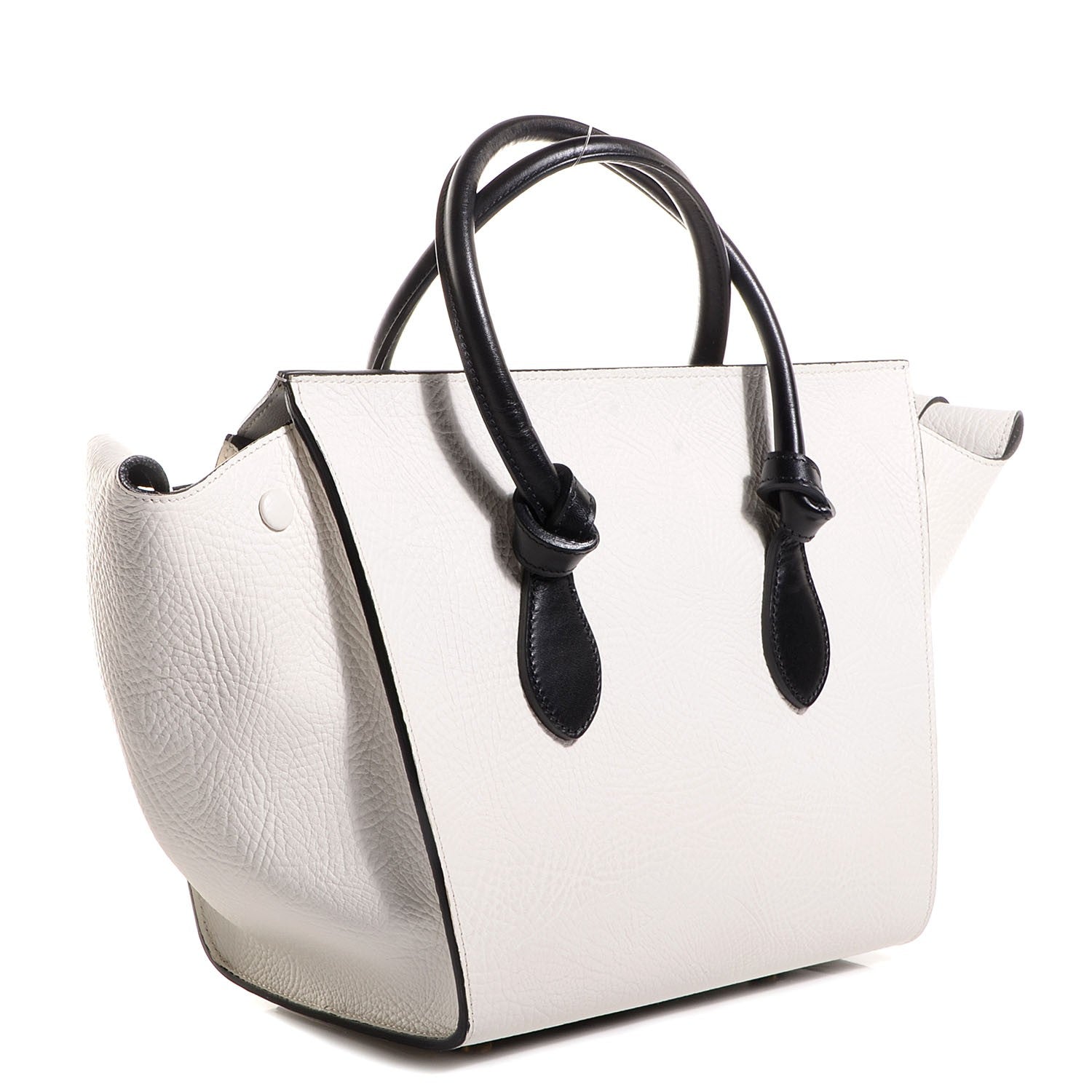 Celine Elephant Calfskin Small Bi-Color Tie Knot Tote White Black 3 of 9