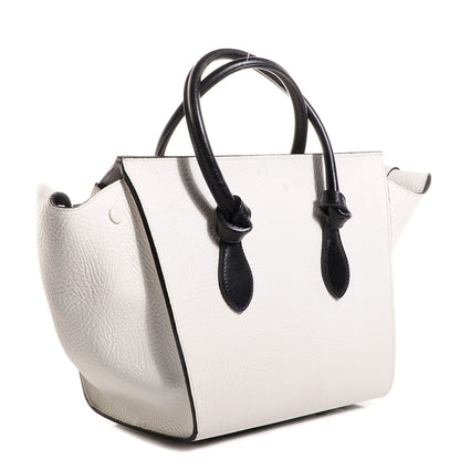Celine Elephant Calfskin Small Bi-Color Tie Knot Tote White Black 3 of 9