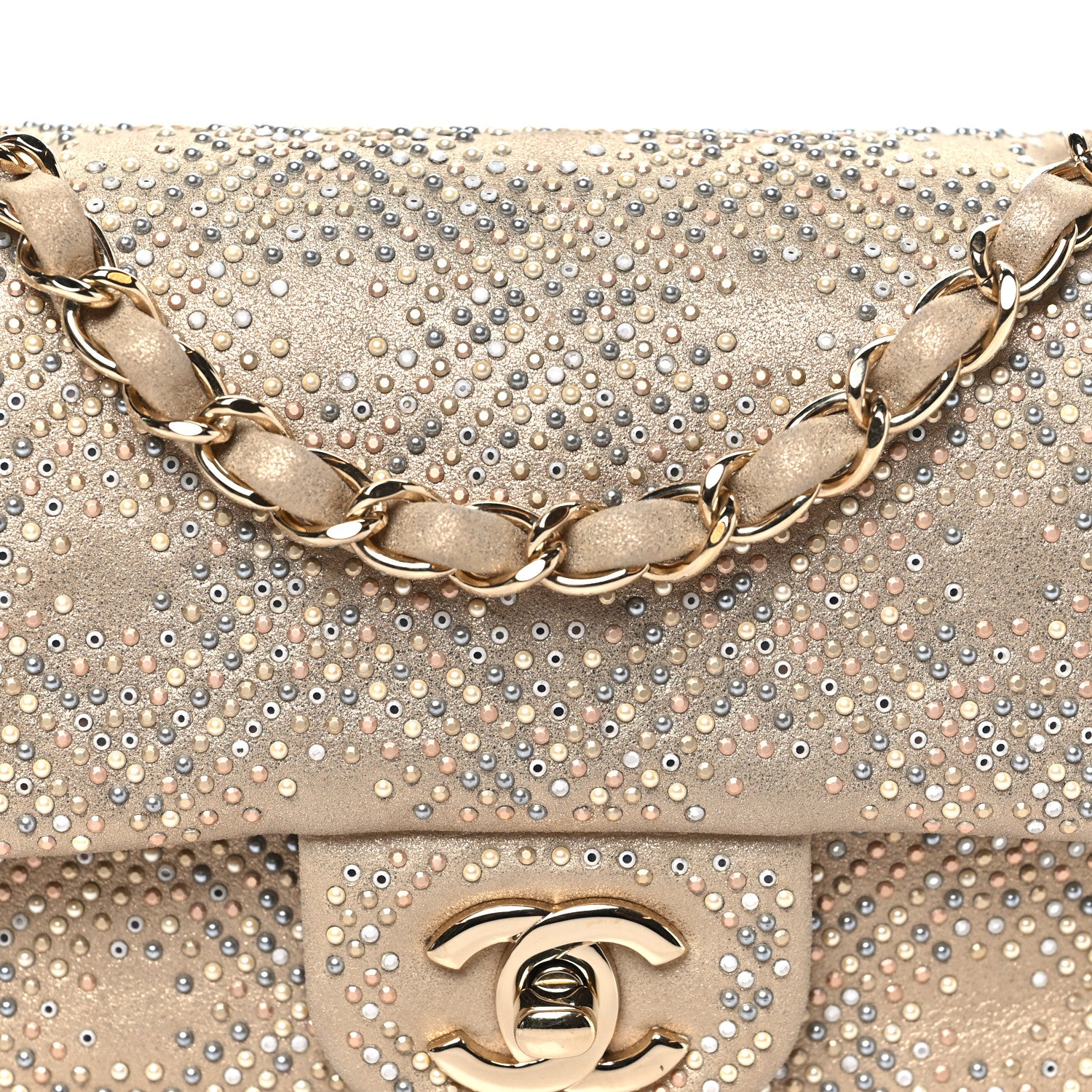 Chanel Iridescent Calfskin Studded Mini Flap Gold 8 of 10