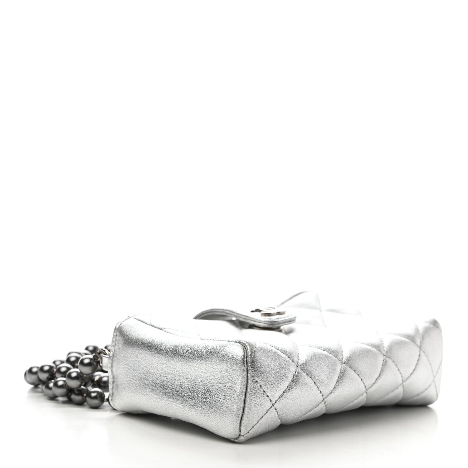 Chanel Metallic Lambskin Quilted Pearl Chain Mini Love Symbols Bag Silver 4 of 10