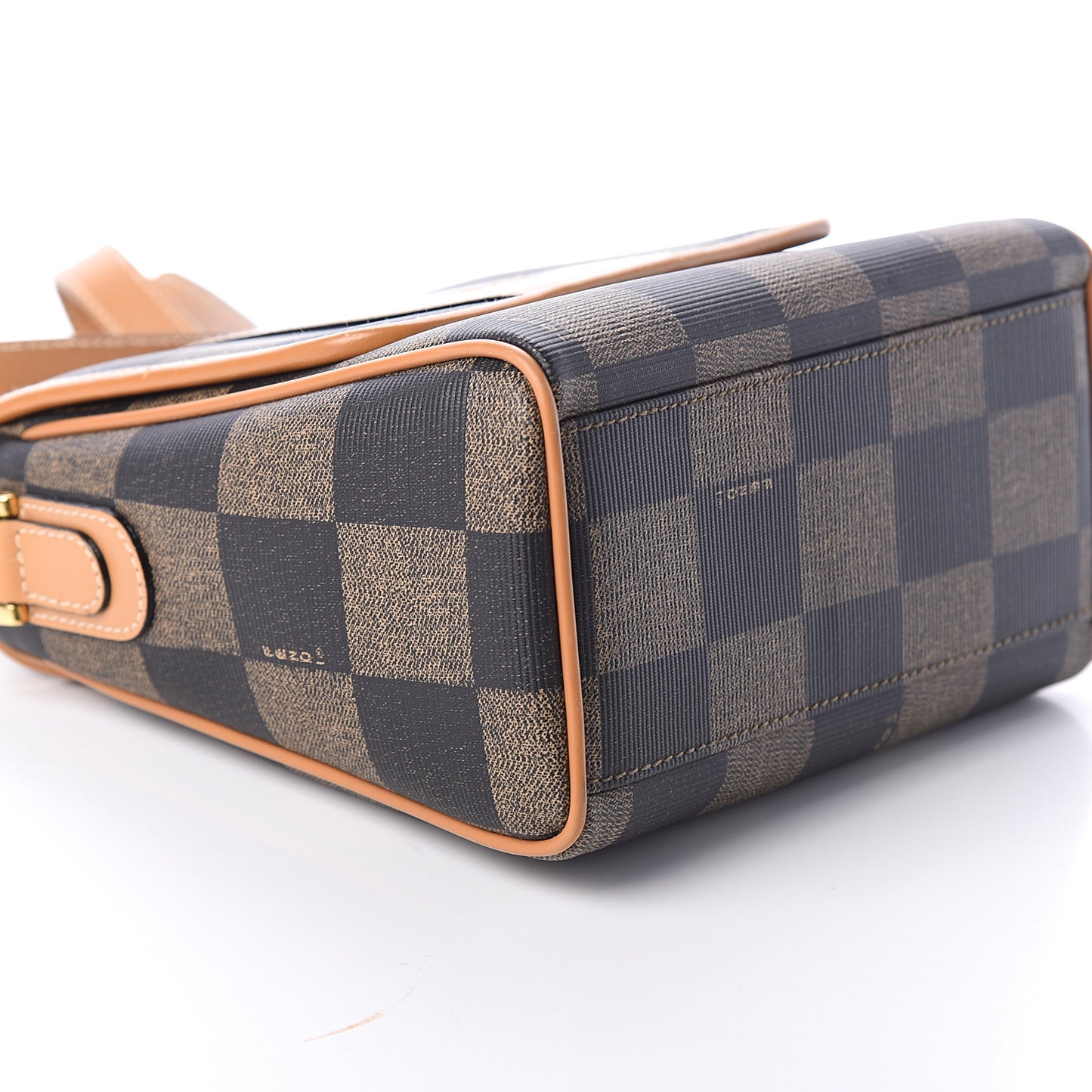 Coated Canvas Checkered Crossbody Bag Tobacco Tan