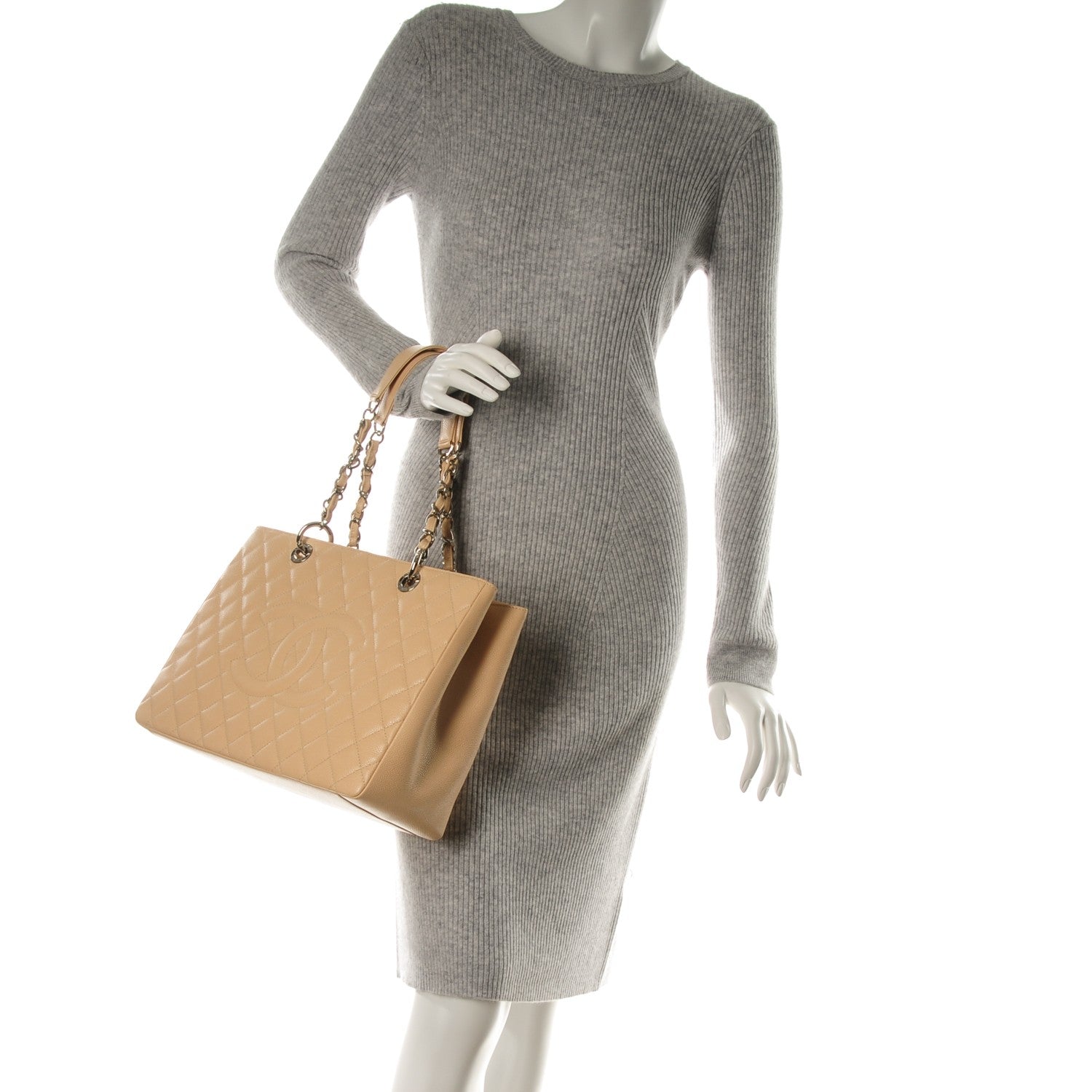 Chanel Caviar Quilted Grand Shopping Tote GST Beige Clair 2 of 7