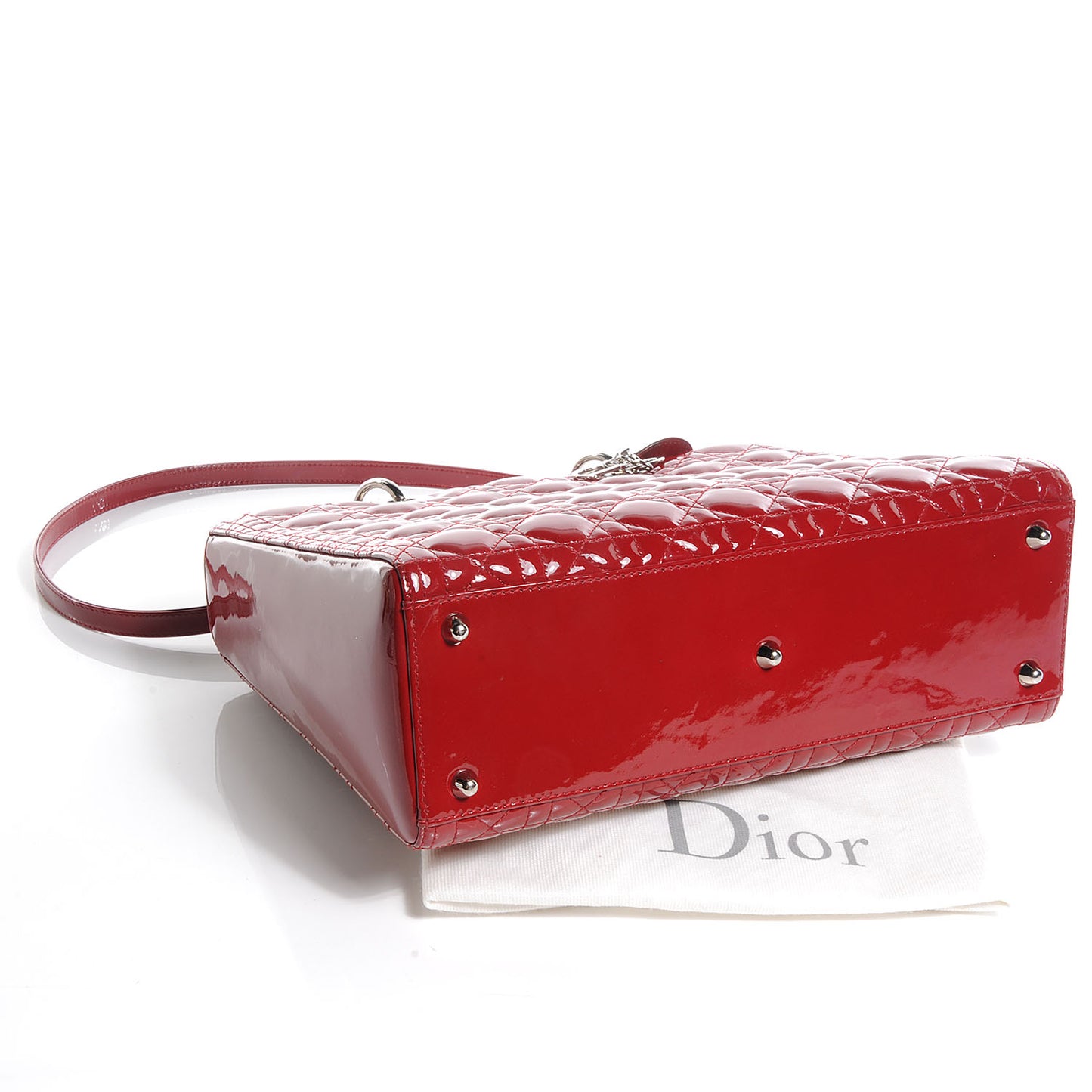 Patent Cannage Large Lady Dior Red