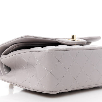 Chanel Lambskin Quilted Small Double Flap Light Grey 10 of 15