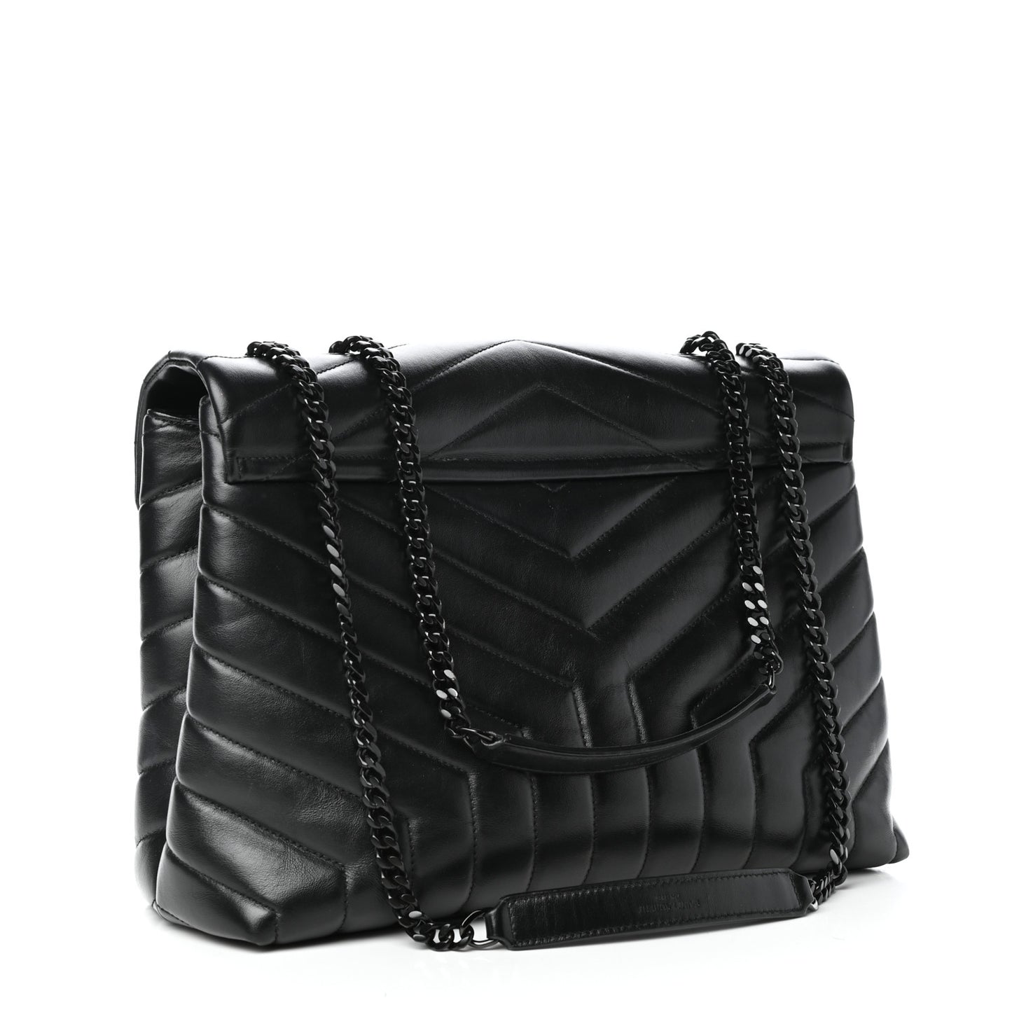 Calfskin Y Quilted Monogram Medium Loulou Chain Satchel Black