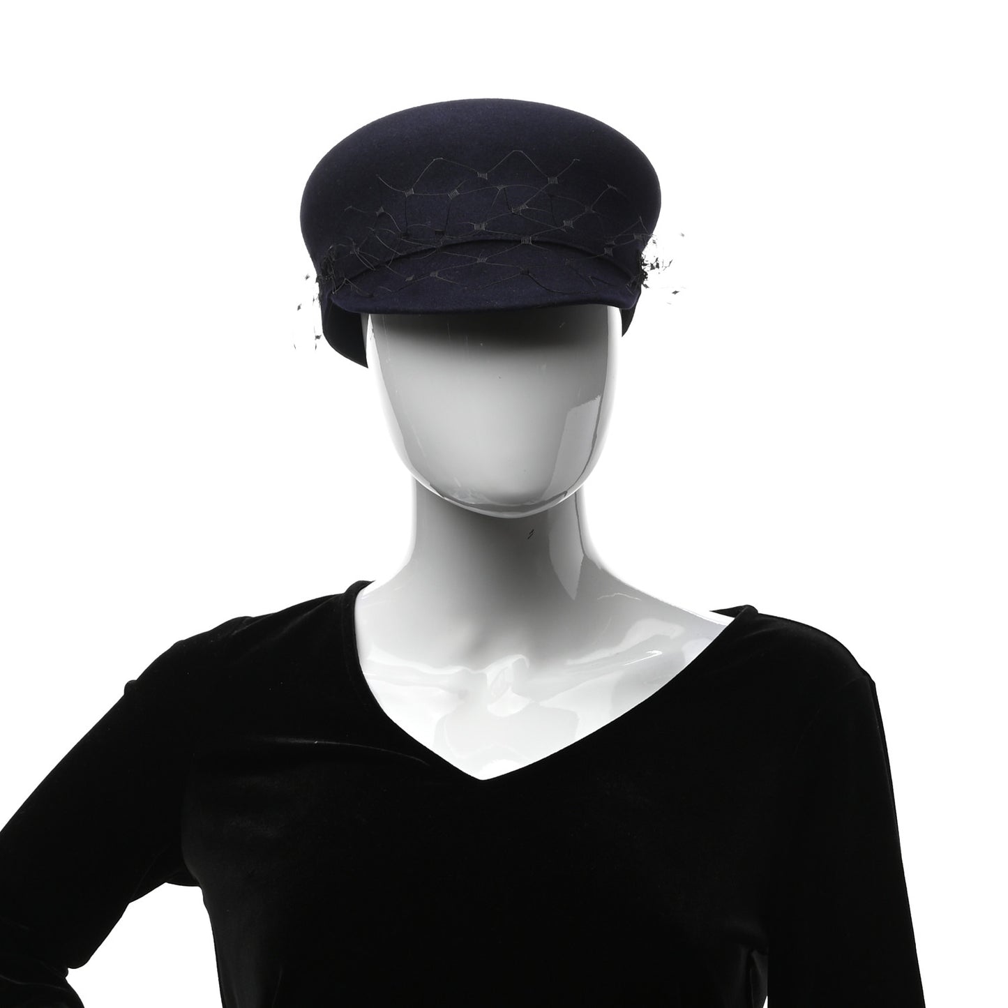 Cotton Canvas Arty Cap with Veil 58 Black