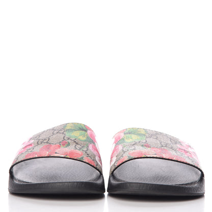 Gucci GG Supreme Monogram Blooms Slide Sandals 38 Beige Multicolor 2 of 7
