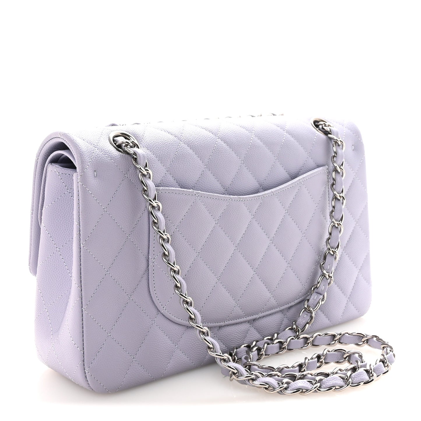 Caviar Quilted Medium Double Flap Light Purple