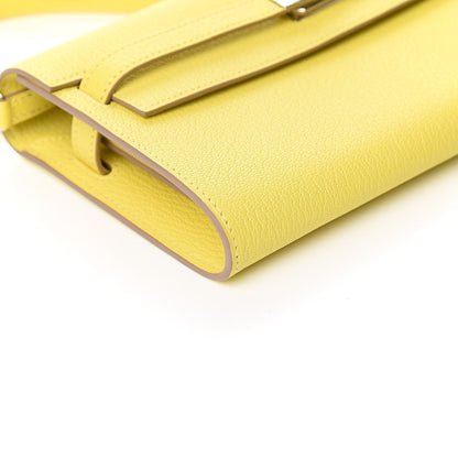 Hermes Chevre Mysore Kelly Wallet To Go Lime 7 of 10