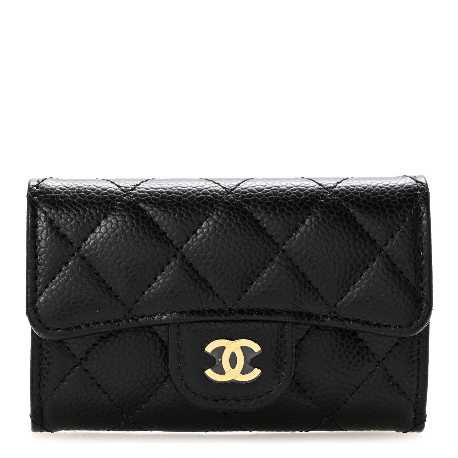 Chanel Caviar Quilted Flap Card Holder Wallet Black 1 of 10