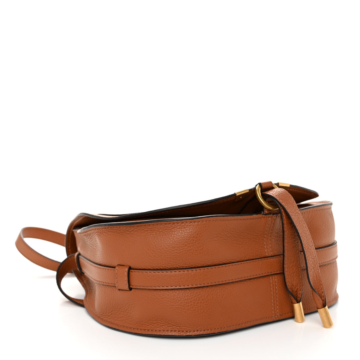 Grained Calfskin Medium Marcie Saddle Bag Tan