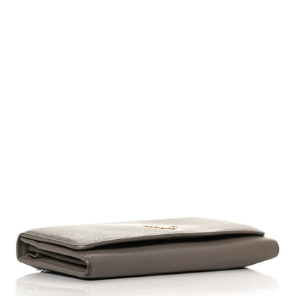 Prada Vitello Daino Metal Continental Flap Wallet Argilla 4 of 14
