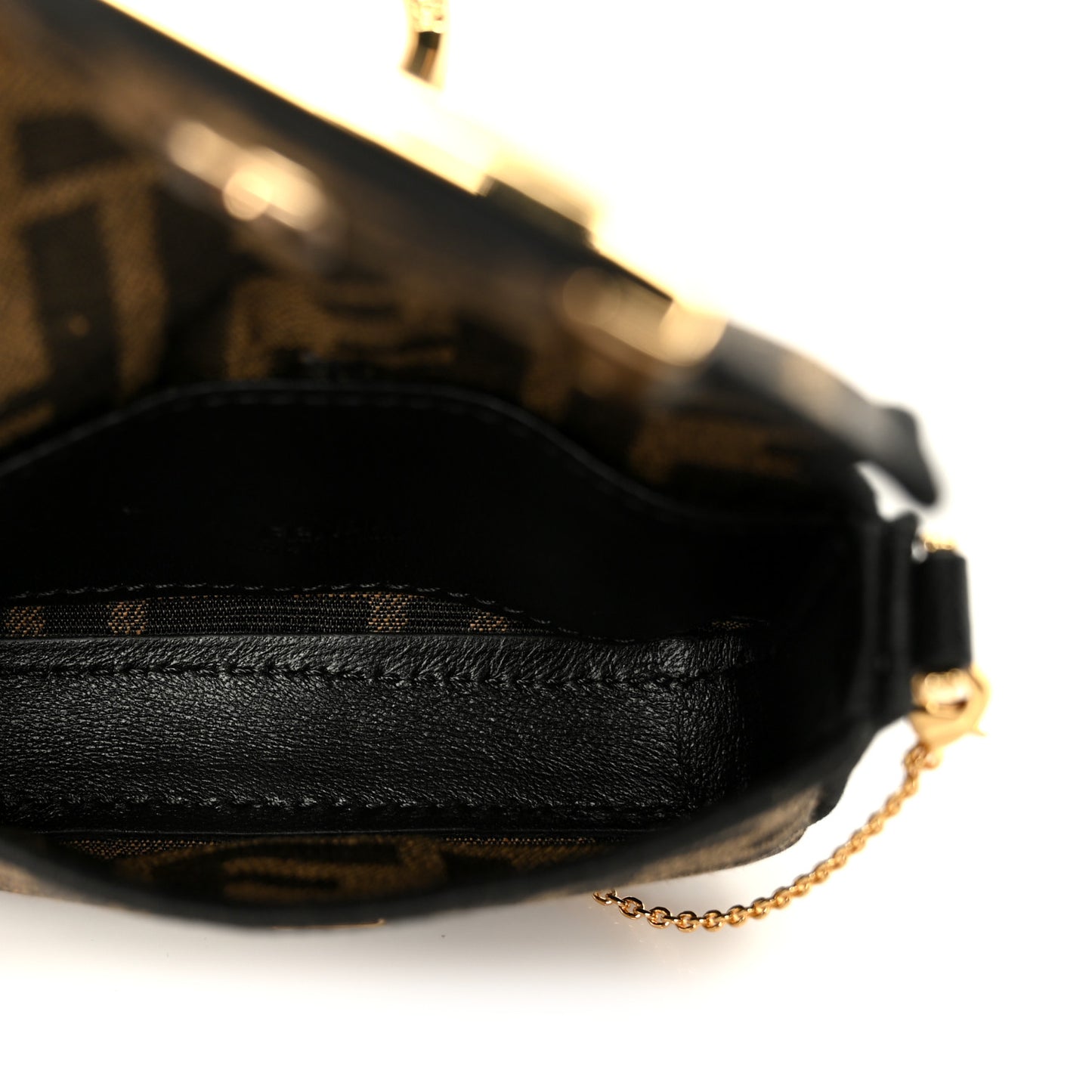 Fabric Jacquard FF 1974 Nano Maxi Buckle Baguette Charm Tobacco Moro Black
