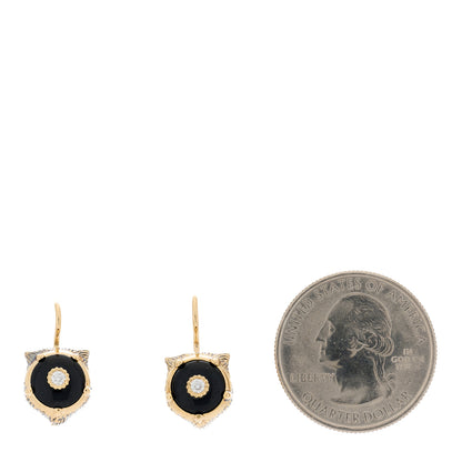 Gucci 18K Yellow Gold Diamond Black Onyx Le Marche Des Merveilles Feline Earrings 2 of 6