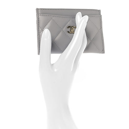 Chanel Lambskin Quilted Card Holder Grey 2 of 8