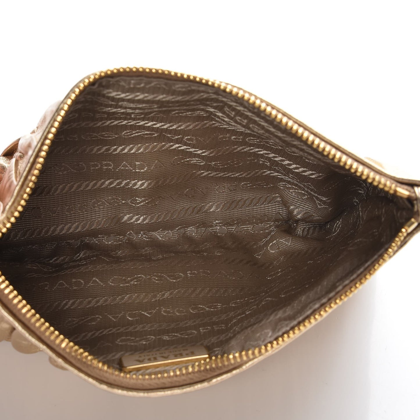 Metallic Nappa Gaufre Small Zip Pouch Platino