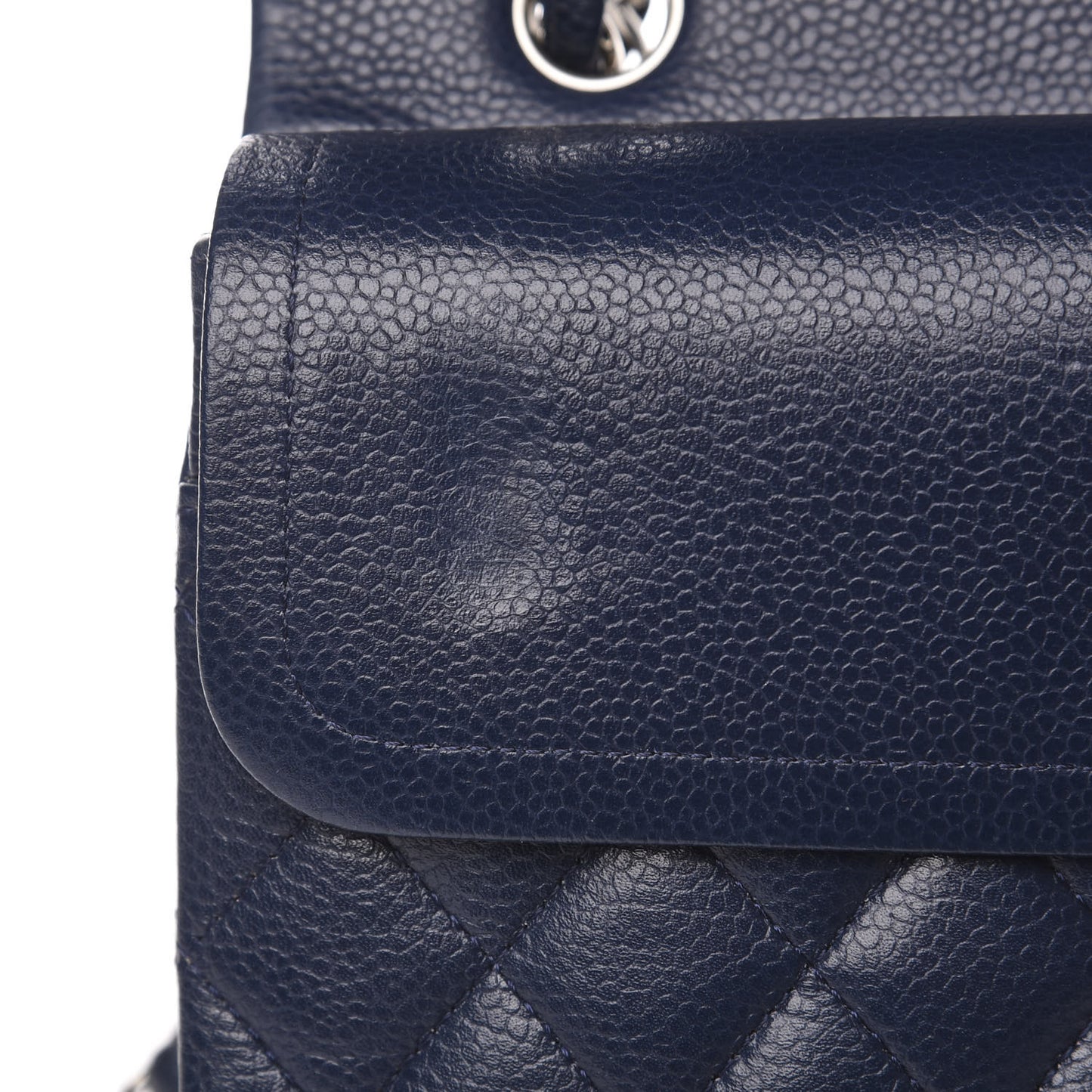 Caviar Quilted Medium Double Flap Navy