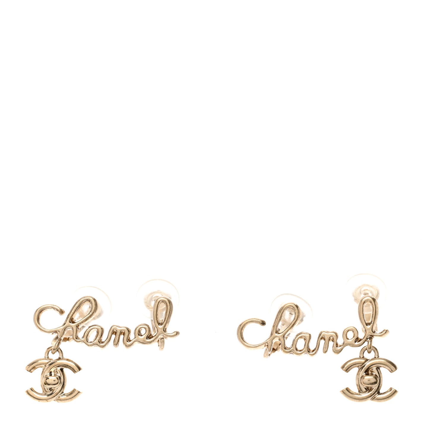 Metal Logo CC Turnlock Clip On Earrings Gold