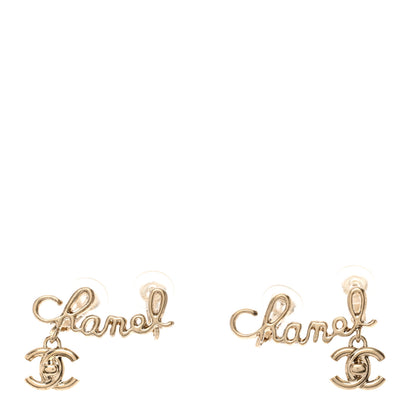 Chanel Metal Logo CC Turnlock Clip On Earrings Gold 1 of 5