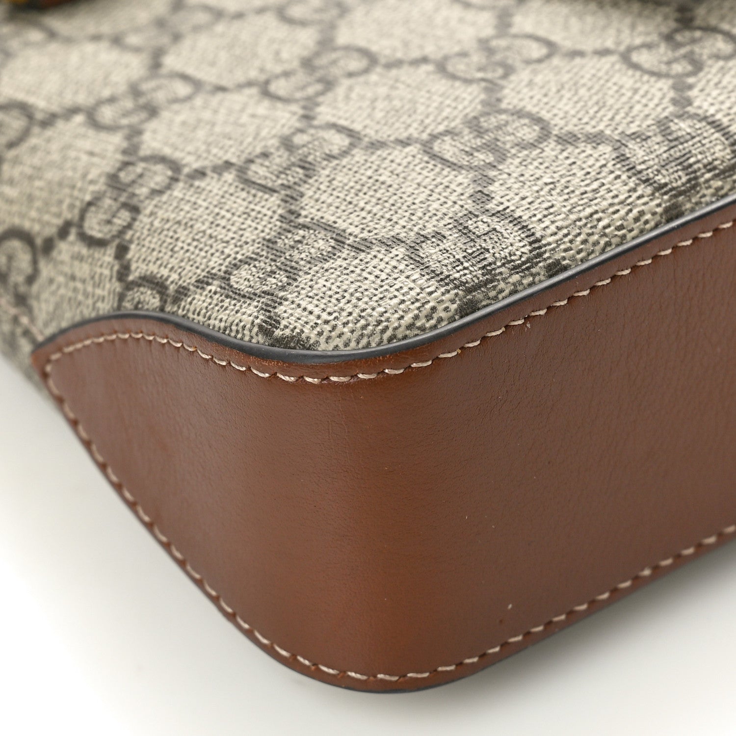 Gucci GG Supreme Monogram Calfskin Small Padlock Chain Shoulder Bag Beige Ebony Brown Sugar 9 of 11