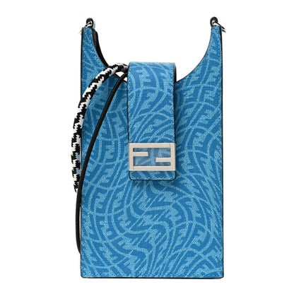 Fendi X SARAH COLEMAN Glazed Fabric Micro FF Vertigo Phone Holder Cyber Blue 1 of 13